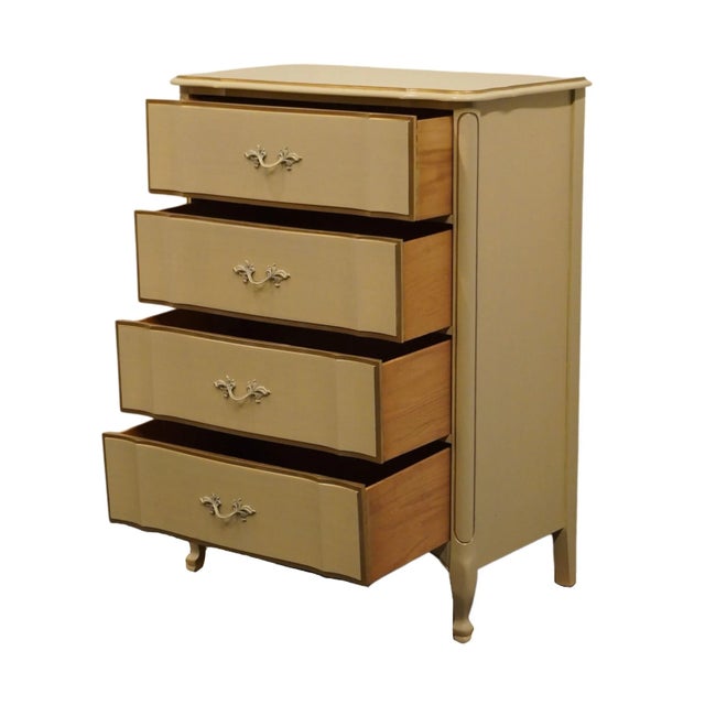 Late 20th Century Dixie Furniture Cream Painted Shabby Chic / Country French Style 32" Chest of Drawers 710-7 For Sale - Image 5 of 12