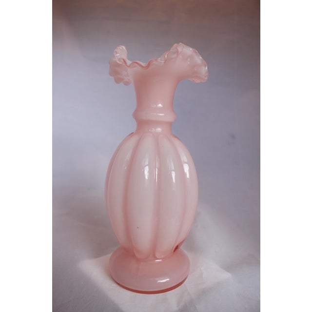 Antique Pink Fluted Edge Glass Vase Chairish