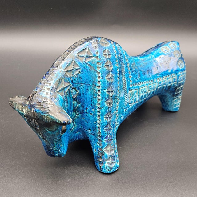 Ceramic Rimini Blu Ceramic Bull by Aldo Londi for Bitossi, 1960s For Sale - Image 7 of 8