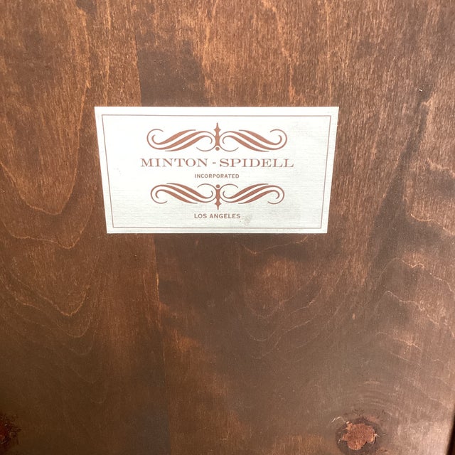 A beautifully restored pair of vintage end tables by Minton-Spidell, Los Angeles, showcasing elegant French-inspired lines...