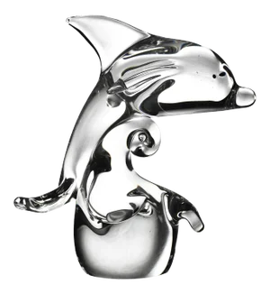 Vintage Hand Blown Dolphin on Ocean Wave Sculpture