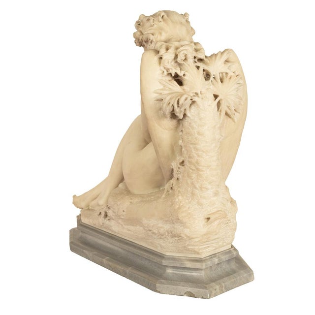 Antique Large Italian Grand Tour Carrara Marble Carved Statue Sculpture "Psyche" by Oreste Ferrari, 1880 For Sale - Image 11 of 13