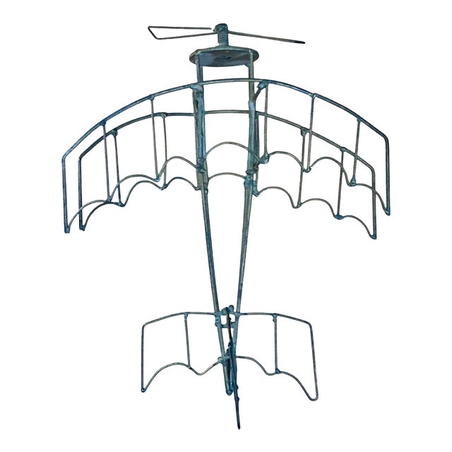 Vintage Metal Wire Airplane Sculpture For Sale