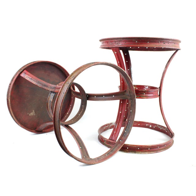 Side Table Round Dark Red Hint of Black Vintage For Sale - Image 6 of 9