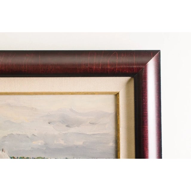 1950s Vintage 1959 Original Signed & Framed Oil Landscape Painting of Uniformed Soldiers Natalya Aleksandrovna Gippus For Sale - Image 5 of 11