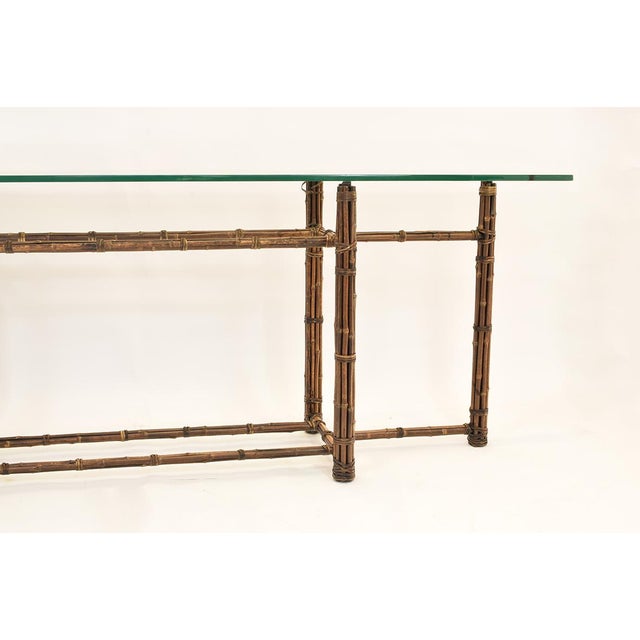 Wood Bamboo Console Table from McGuire Production, 1970s For Sale - Image 7 of 8