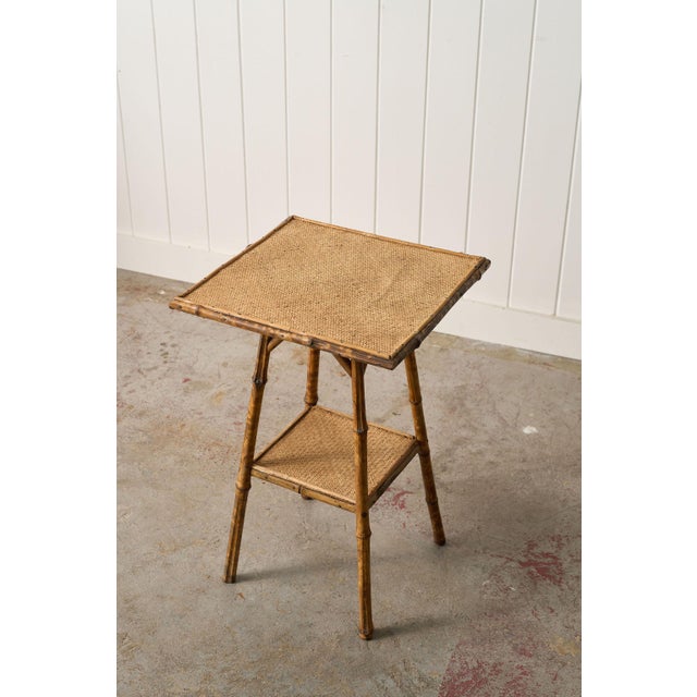 English 19th Century Tortoise Bamboo Two Tier Single Side Table For Sale - Image 3 of 8