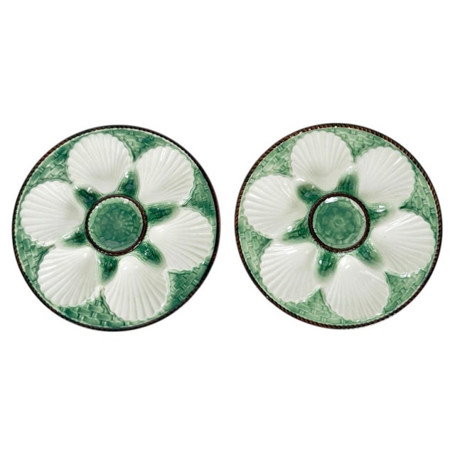 Majolica Oyster Plates, France, 1920s, Set of 2 For Sale - Image 9 of 9