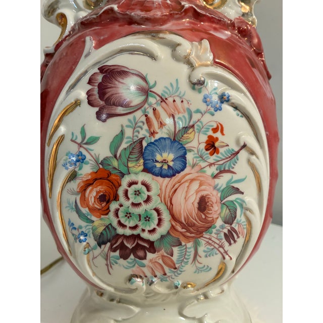 Capodimonte Vintage French Hand Painted Floral Table Lamps - A Pair For Sale - Image 4 of 12