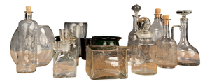 Large Glass Bowls, Bottles, and Carafes, Europe, 1900s, Set of 16