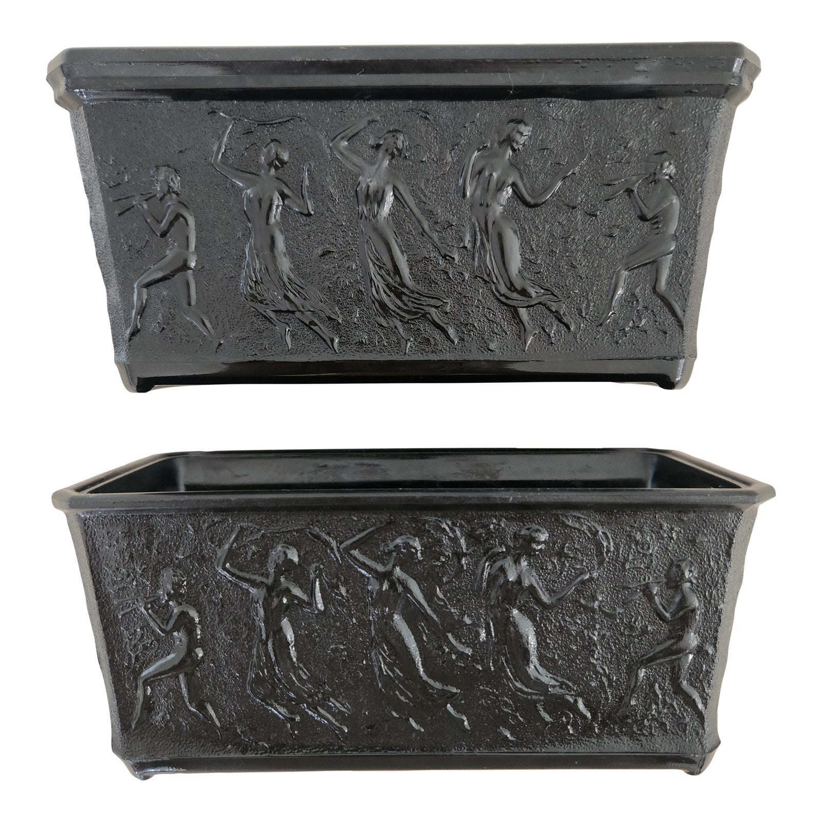 Vintage Black Amethyst Cachepot Jardinieres, a Pair | Chairish