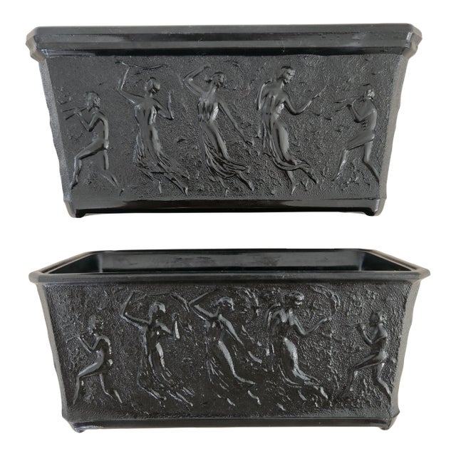 Vintage Black Amethyst Cachepot Jardinieres, a Pair For Sale