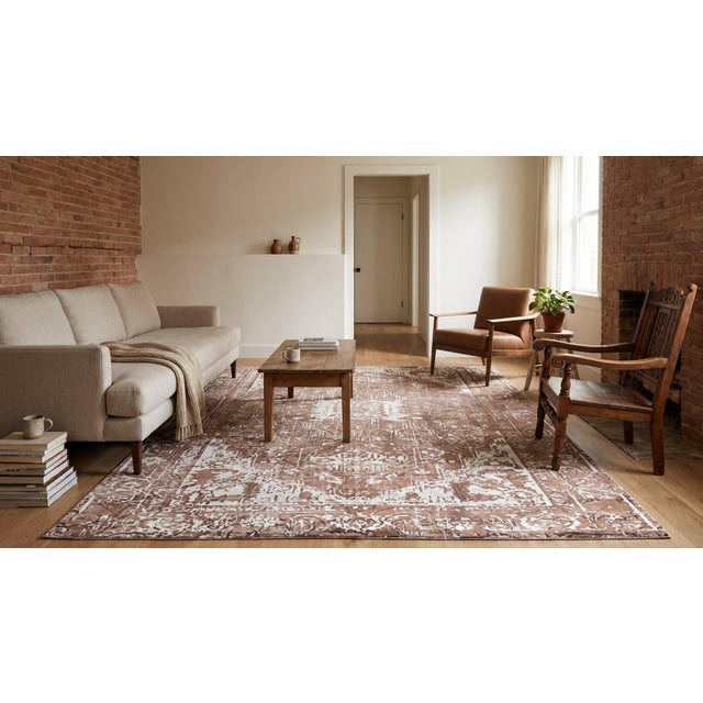 7x9 Ivory Hand-Knotted Wool Distressed Floral Modernist Design Modern Carpet Rug For Sale - Image 11 of 12