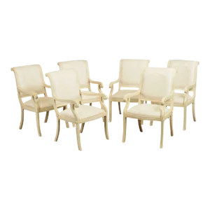 Andre Originals Regency Cream Painted & Upholstered Armchairs - Set of 6