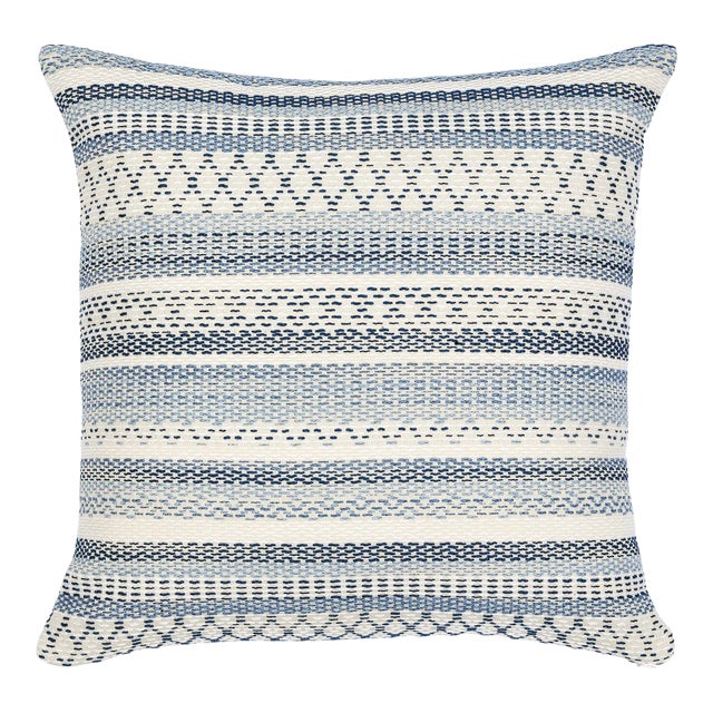 Schumacher Fremont Indoor & Outdoor 22" Pillow in Blue For Sale
