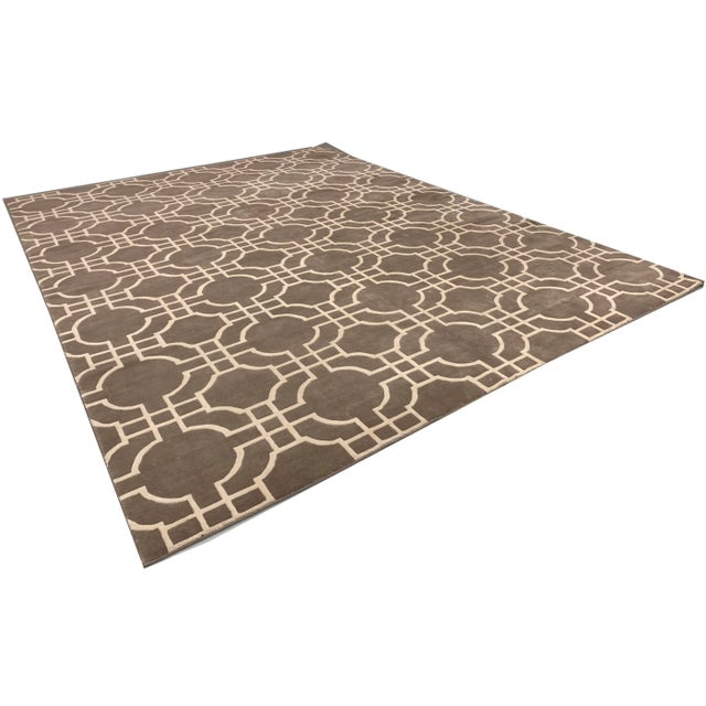 Contemporary Olympic Collection Taupe Cream Rug 9' X 12' For Sale - Image 3 of 6