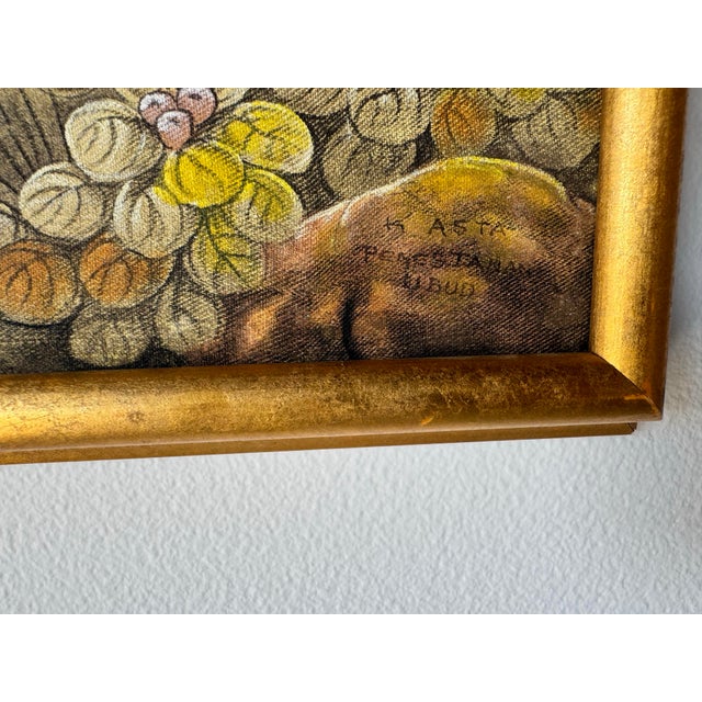 Vintage Kasta Asian Traditional Balinese Rice Farmers in Ubud Acrylic Painting For Sale - Image 10 of 12