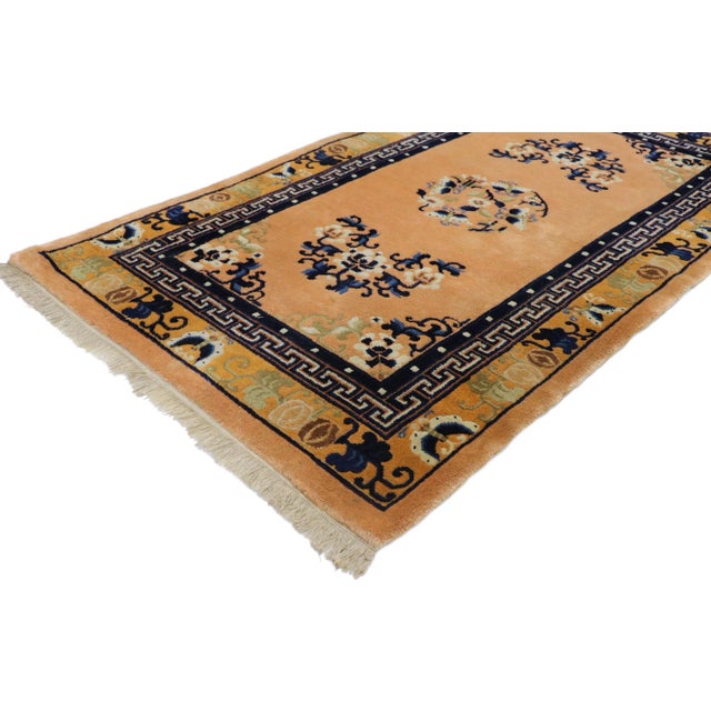 Antique Chinese Peking Rug with Chinoiserie Chic Style 03'00 x 05'01. This hand-knotted wool antique Chinese Peking rug...