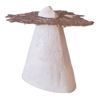 Talisman Side Table #1 in Stoneware and Bronze by Margaux Leycuras For Sale