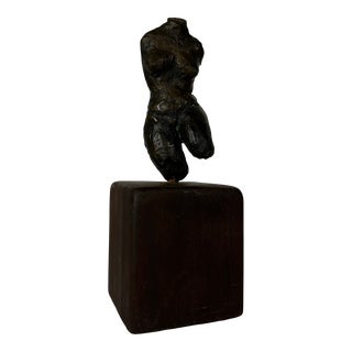 Late 20th Century Bronze Nude Figure on Wood Plinth For Sale