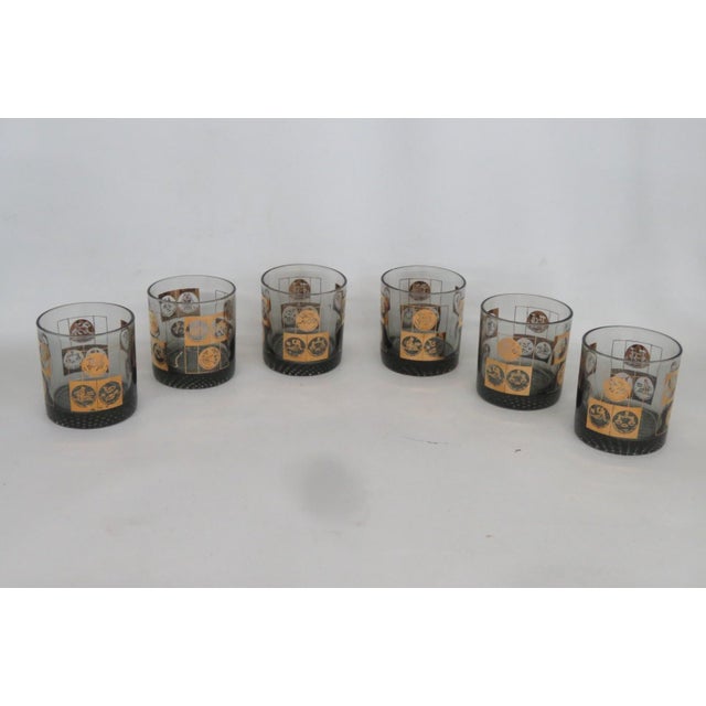 Coins of the World Lowball Bar Glass Set 6pc Black With 22k Gold Design 4920b For Sale - Image 13 of 13