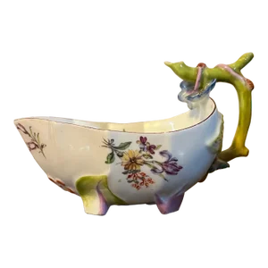 Antique 18th Century Chelsea Strawberry Leaf Sauce Boat Circa 1755