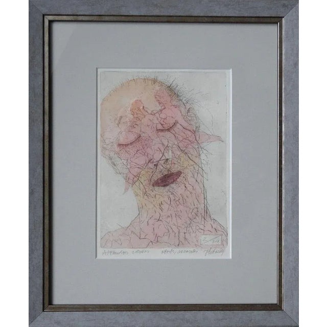 Sleeping man. Paper, etching, watercolor, 19x13 cm Juris Putrāms graphics artists, works in book and advertising graphics,...