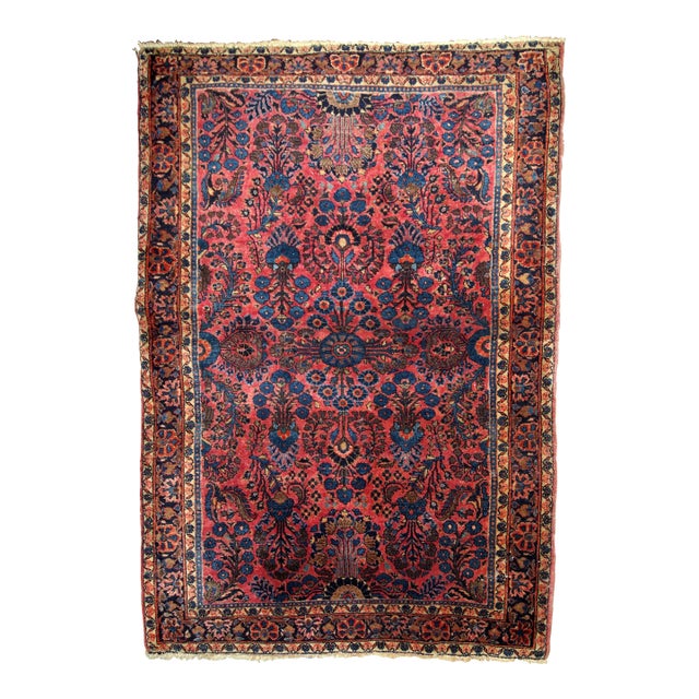 1910s, Handmade Antique Persian Sarouk Rug 3.1' X 5.5' For Sale