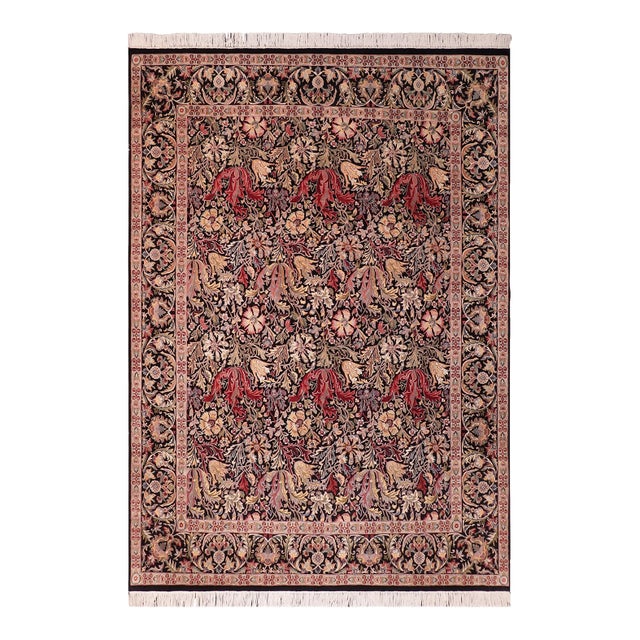 Shabby Chic 1990's Gulshan Pak-Persian Black/Red Wool Rug - 8'1'' X 9'10'' For Sale