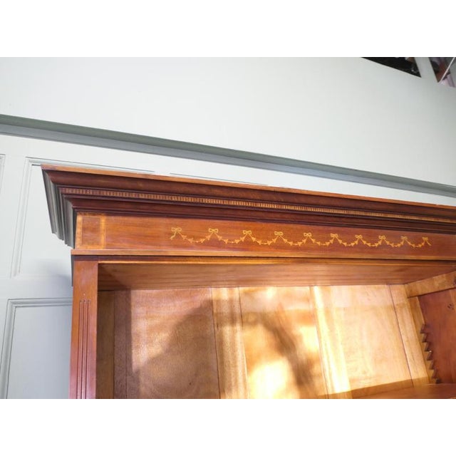 Wood Tall Edwardian Walnut Bookcase, 1900 For Sale - Image 7 of 8