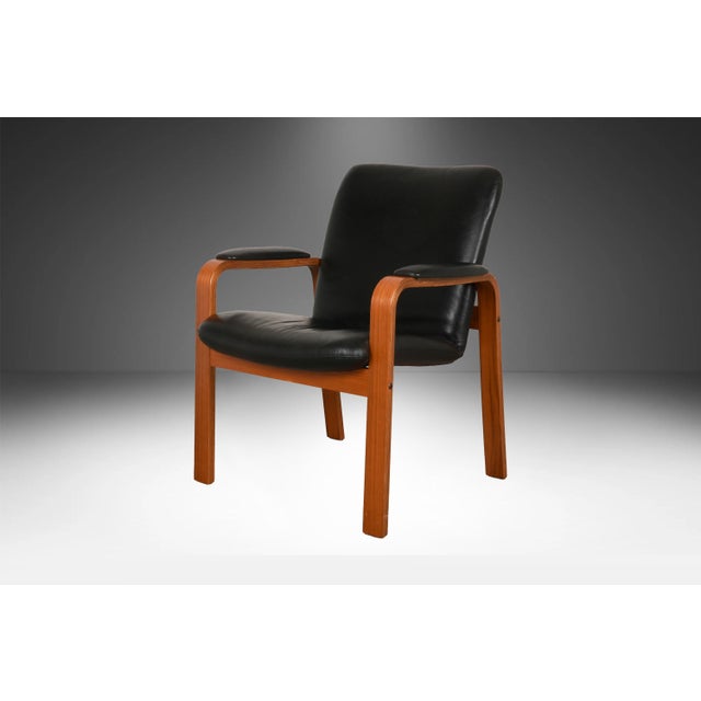 Ekornes 1970s Teak Black Leather Scandinavian Lounge Chair For Sale - Image 9 of 12