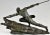 Art Deco bronze sculpture athlete with spear signed by Pierre Le Faguays. The sculpture has a rich green patina with...