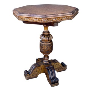 Renaissance Revival Carved Octagonal Pedestal Table, Early 20th Century For Sale