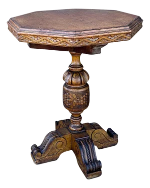 Renaissance Revival Carved Octagonal Pedestal Table, Early 20th Century