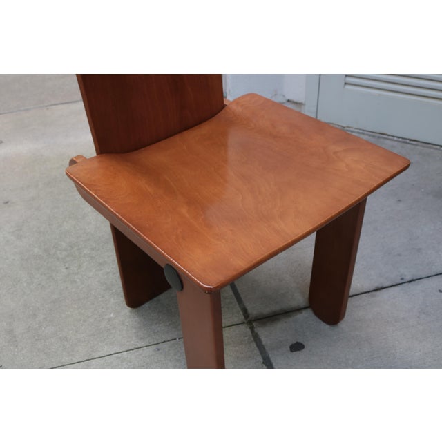 Brown Set of Six Modernist Dining Chairs by Carlo Scarpa for Gavina For Sale - Image 8 of 10
