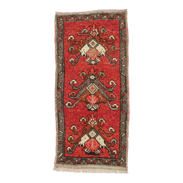 Vintage Turkish Mini Rug For Sale