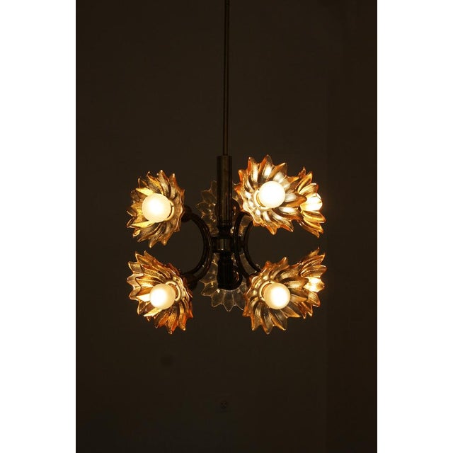 Mid-Century Brass & Glass Ceiling Lamp from Sische Leuchten For Sale - Image 10 of 14