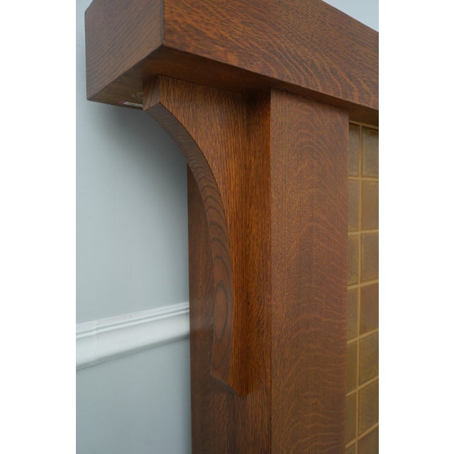 Wood Stickley Tiled Mission Oak Fireplace Mantle For Sale - Image 7 of 14