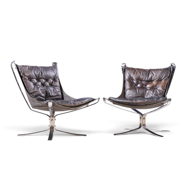 Mid-Century Modern Sigurd Ressell for Vatne Møbler Mid Century Chrome Falcon Lounge Chairs - Pair For Sale - Image 3 of 12