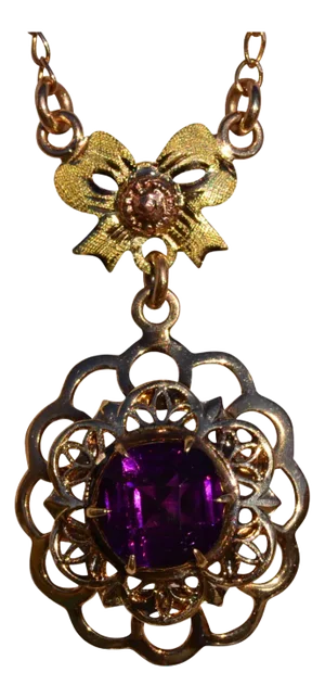 The Canton: Early Retro Era Rose Gold and Yellow Gold Amethyst Necklace