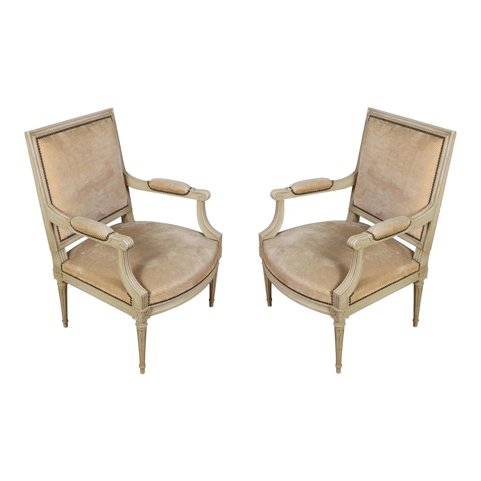 Pair of Oversized Painted Louis XVI Arm Chairs Chairish