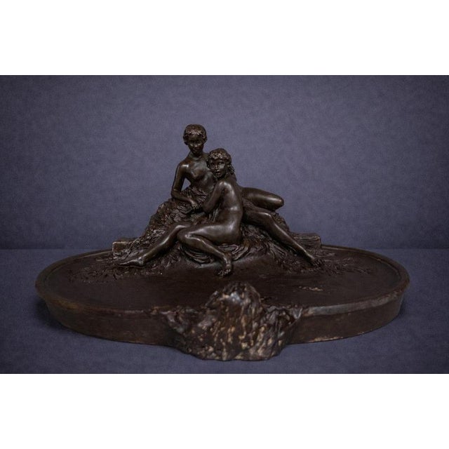 Ceramic Antique Art Nouveau Nude Sculpture from Joe Descamps For Sale - Image 7 of 8