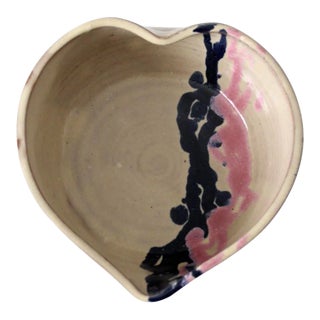 Vintage Heart Shaped Studio Pottery Bowl For Sale