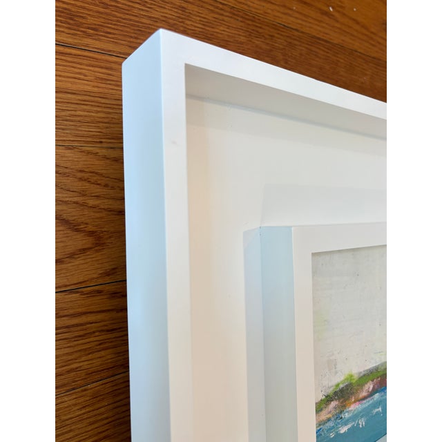 Abstract Sarah Trundle, Contemporary Framed Abstract Landscape/ Seascape Painting, "Vista in Blue, 2" For Sale - Image 3 of 3