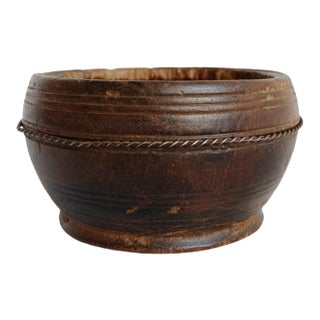Vintage Old Nepal Rustic Small Wood Bowl For Sale