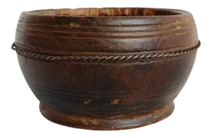 Vintage Old Nepal Rustic Small Wood Bowl