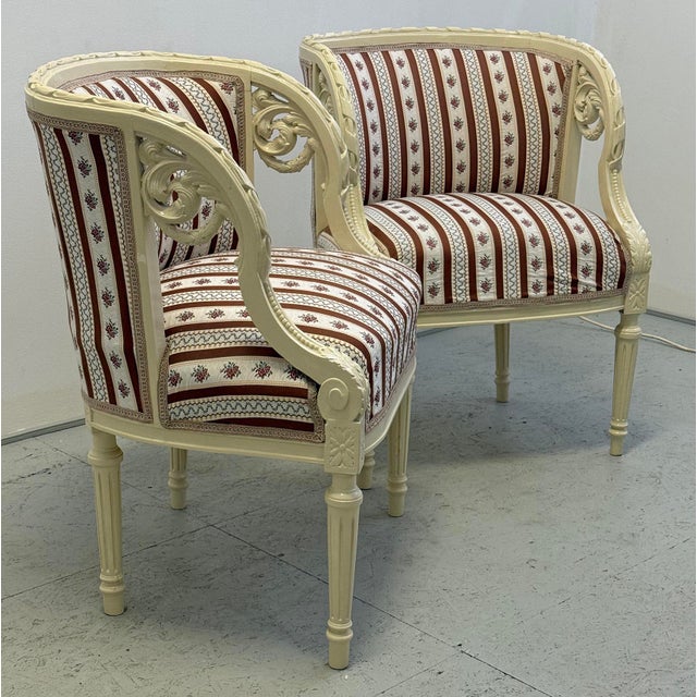 Rococo Louis XV Rococo Revival White Armchairs, 1870s, Set of 2 For Sale - Image 3 of 8