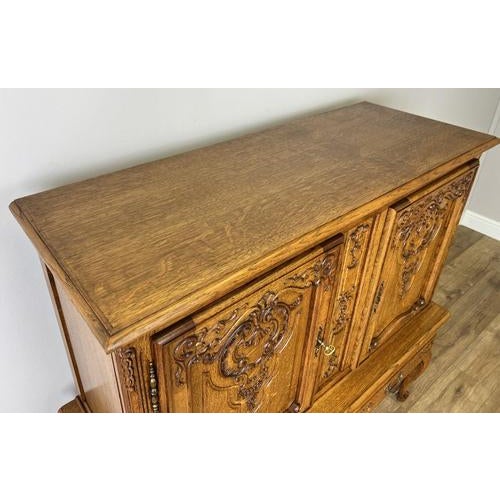 Vintage French Louis XVI Style Oak Carved Sideboard For Sale - Image 9 of 13
