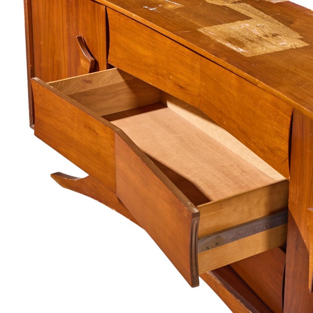 Wood Vladimir Kagan Style Mid Century Walnut Lowboy Dresser For Sale - Image 7 of 9