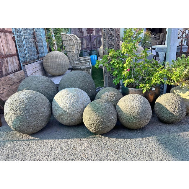 Modern Vintage Rustic Stone Garden Sphere 17" For Sale - Image 3 of 4